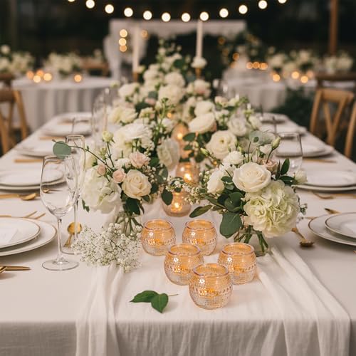 40 Pcs Gold Votive Candle Holders, Round Tea Light Candle Holders with Polka Dot Embossed, Gold Table Centerpieces for Weddings, Home Decor, Baby Shower, Special Occasions by REISEN - Image 5