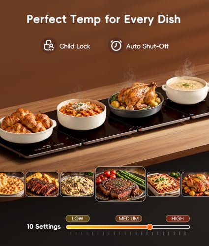 Electric Warming Tray for Buffets Party, 4-in-1 Food Warmer, XL 41"x15" DROPS TO - image 4