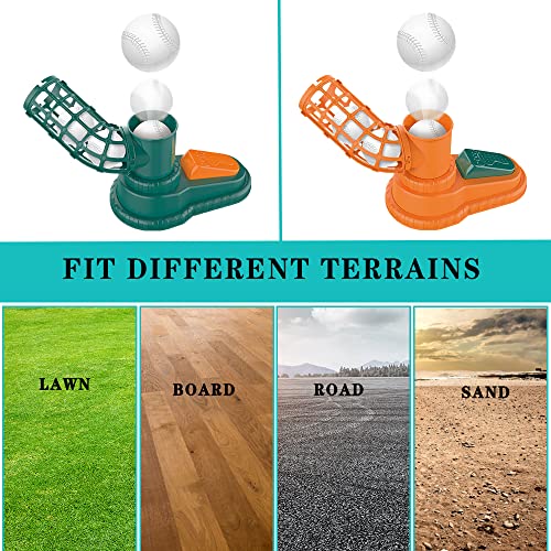 E Eakson Toddler Baseball Pitching Machine - Pop A Pitch Baseball Batting Machine With Youth Bat + 3 Plastic Baseballs - Boys + Girls Baseball Toys(Green) #TOP4