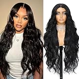 XCHJH 30inch Synthetic Lace Front Wig 4x1 Glueless Pre-Cut Lace Wear and Go Synthetic Wavy wig for Women Body Wave Middle Part Synthetic Hair for Daily Party Use #2