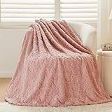 NEWCOSPLAY Super Soft Throw Blanket Dusty Pink Love Premium Silky Flannel Fleece 3D Heart Checkered Lightweight Bed Blanket All Season Use (Dusty Pink Love, Throw(50'x70'))