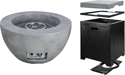 Vista 4 de Kante Mesa auxiliar redonda de hormigón Grigio de 25" de ancho para exteriores Txture Bowl-Grigio