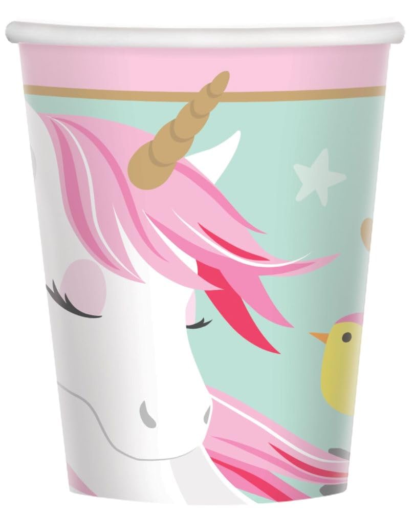 amscan 581929-66 - Magical Unicorn Birthday Party Paper Cups - 8 Pack, White