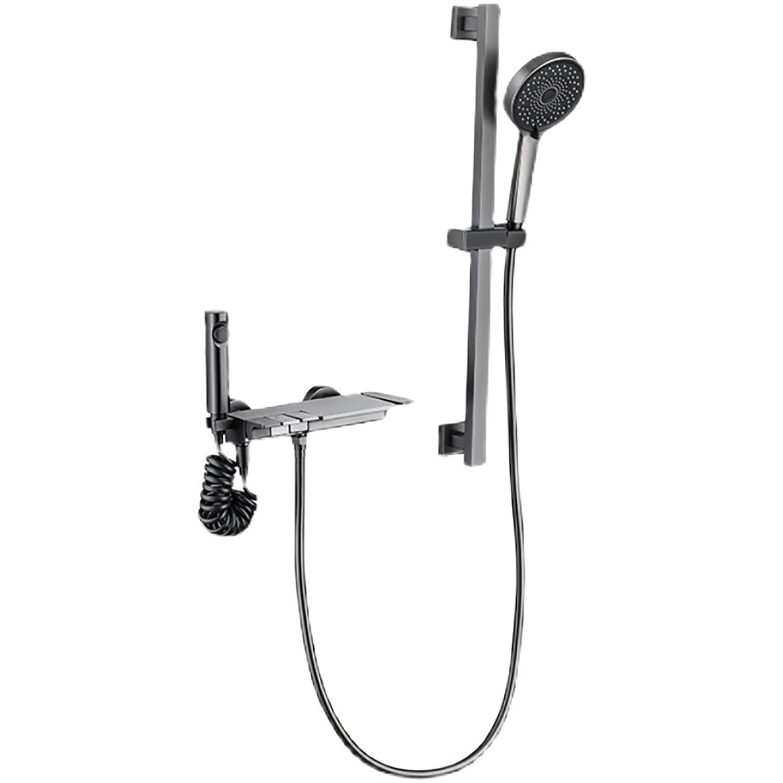 Robinet de baignoire cascade en laiton gris mat au design épuré