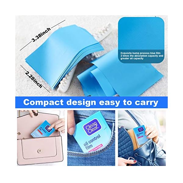 Oil-Control-Film-Same-Series-with-Clean-Clear-Oil-Absorbing-Sheets-for-Oily-Skin-Care-Blotting-Paper-to-Remove-Excess-Shine-60-Sheets-Pack-of-5 Oil Control Film Replacment for Clean & Clear Oil-Absorbing Sheets,5pack(total 300sheets)Oil Blotting Sheets for Face,9% Larger,Makeup Friendly High-performance Handy Face Blotting Paper for Oily Skin