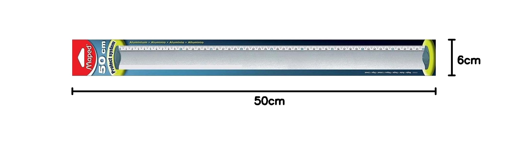 Maped M120050 – Lineal Protect, 50 cm z aluminium, aluminium