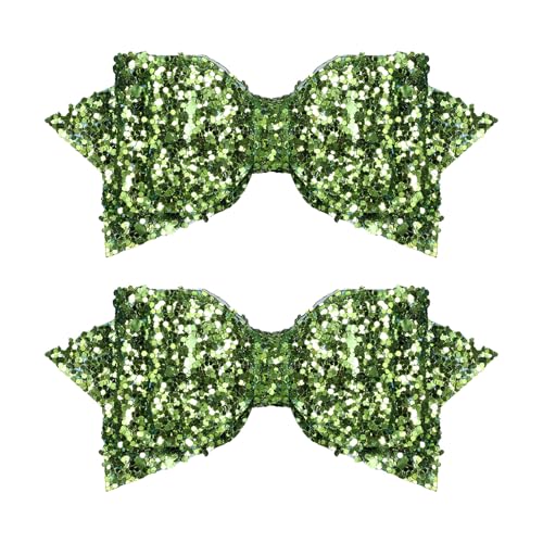 Pinces à cheveux vertes pomme à paillettes de 10,2 cm pour coiffure fille