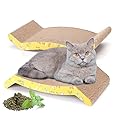 Nobleza 2Pcs Cat Scratching Board, Reversible Use Curved Shape Cat Scratcher with Catnip, High Density Corrugated Scratcher Cardboard, Durable Scratchers Pad Bed Sofa Lounger Set, Size 44 * 22 * 8 cm