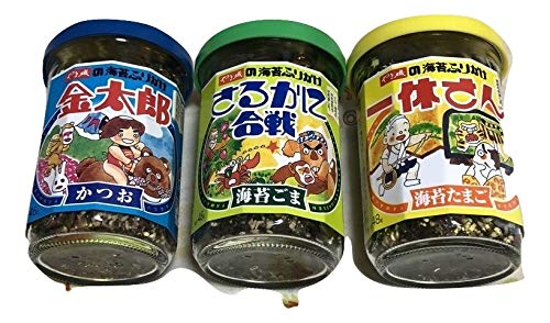【セット品】やま磯 海苔ふりかけ さるかに合戦 〈海苔ごま〉 48g + 海苔ふりかけ 一休さん 48g+ 海苔ふりかけ 金太郎 46g