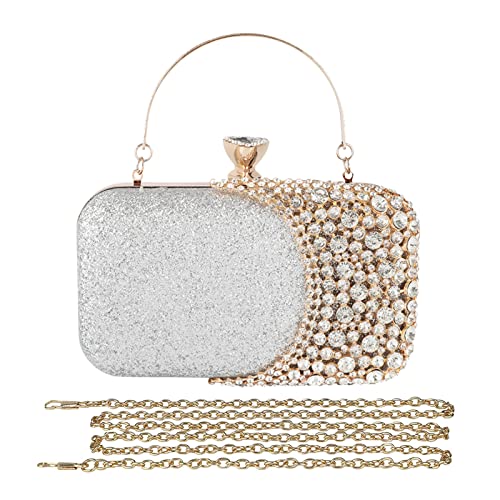 Sac de soirée pour femme en strass argenté pour mariage