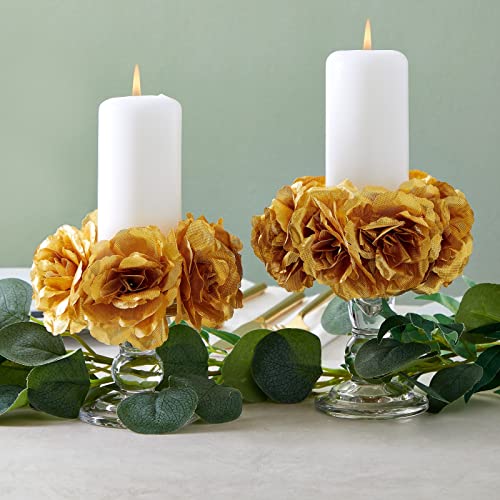 Image of Bright Creations Gold Flowers Artificial Roses - 50-Pack, 3 in, Stemless Silk Rose Heads for Home & Wedding Decor & Faux Bouquets & Floral Accents