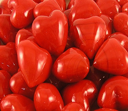 Before & After, LLC Set of 25 Red Glass Pocket Hearts