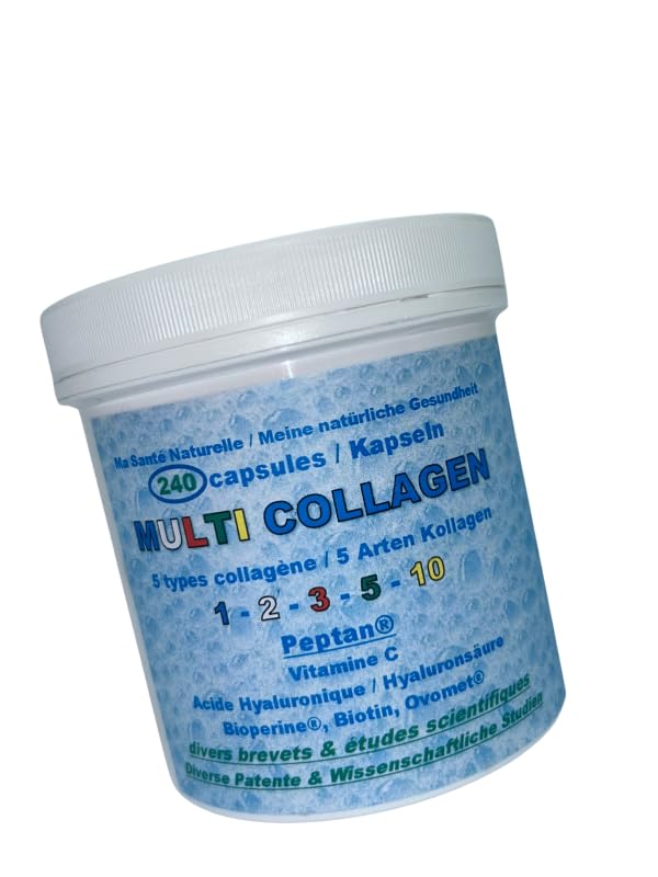 MULTI COLÁGENO Colágeno Patentado PEPTAN® + Ácido Hialurónico + Vitamina C + Bioperine® + Ovomet®+ Biotina - varias Patentes + Estudios Clínicos - Dosis de 240 cápsulas por 4 meses