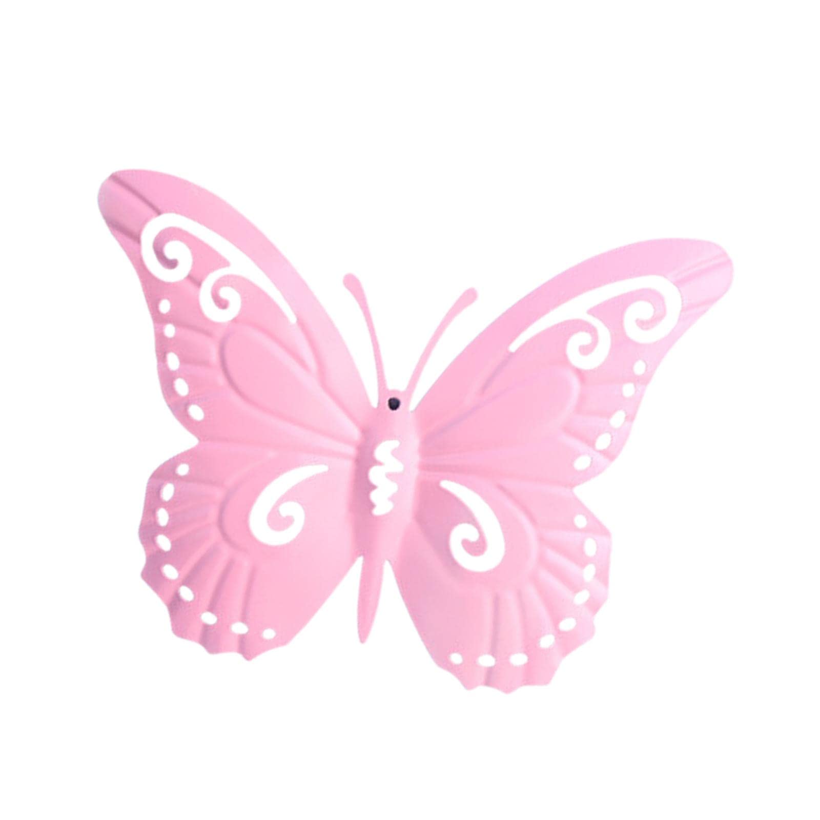 Baoblaze 3D Butterfly Wall Decor Statue Decorative Sculpture Beautiful Hanging Butterflies Metal for Fence Living Room Bedroom Farmhouse Porch, Pink
