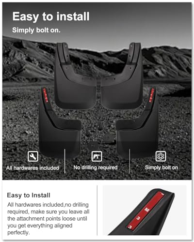 Image of KIWI MASTER Mud Flaps for 2014-18 Chevy Silverado 1500 Accessories, 2019 Silverado 1500 LD, 2015-19 Silverado 2500 /3500, Heavy Duty Mud Guards, Front & Rear Splash Guards, No Drill, 4 Pcs Set