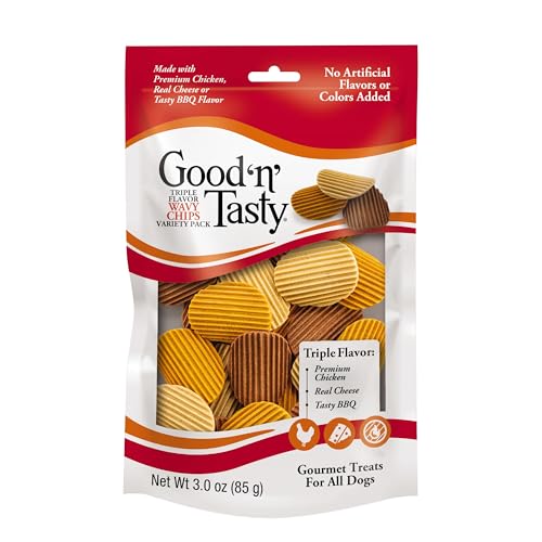 GoodnFun Good N Tasty Triple Flavor Wavy Chips 3 Oz Treats for Dogs