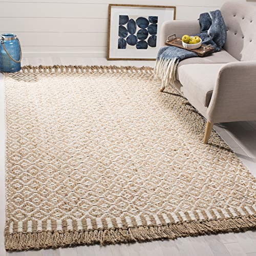 Safavieh Fiber Collection NF182A Hand-woven Jute Area Rug, 4' x 6', Natural/Ivory