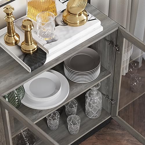 image for BELLEZE Sideboard Buffet Cabinet, Modern Wood Glass-Buffet-Sideboard w