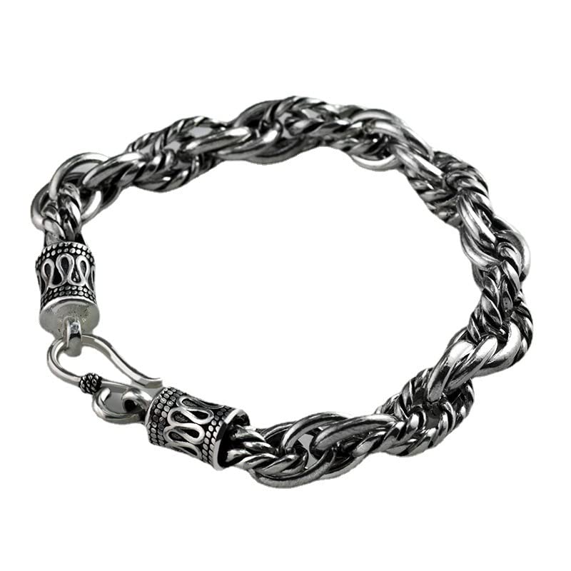 Pulsera De Cadena Trenzada De Plata De Ley S925 Para Hombre, Pulsera De Eslabones De Plata Tailandesa De Moda Gótica, Para Regalos De Novio