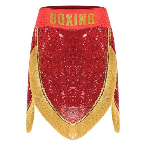 Kvysinly Pantalones cortos de boxeo Muay Thai Hombre Brillo Pantalones Cortos MMA Boxeo Entrenamiento Kickboxing Ropa de artes marciales, rojo, XXL - imagen 4