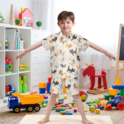 Image of visesunny Boy Floral Short Sleeve Button Down Shirt & Casual Shorts Set Summer Outfits 3-10 Years Clothes