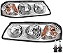 SOCKIR Headlight Assembly with Bulbs Included Compatible with 2000-2005 Chevy Impala, Chrome Housing with Amber Reflector