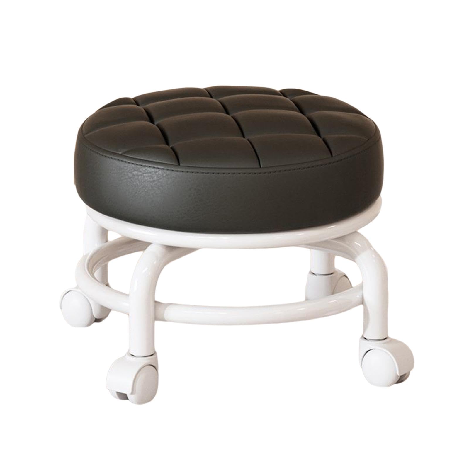 Rockible Taburete Bajo con Asiento y Ruedas, Taburete para Tareas Domésticas, Ruedas Giratorias Universales, Negro, Individual