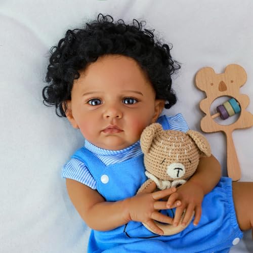 Muñeco Reborn Bebé Negro Realista 20 Pulgadas miniatura 5