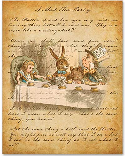 Alice in Wonderland Prints - 11x14 Unframed Wall Art Print Poster - Perfect Alice in Wonderland Gifts and Decorations (Mad Tea Party)