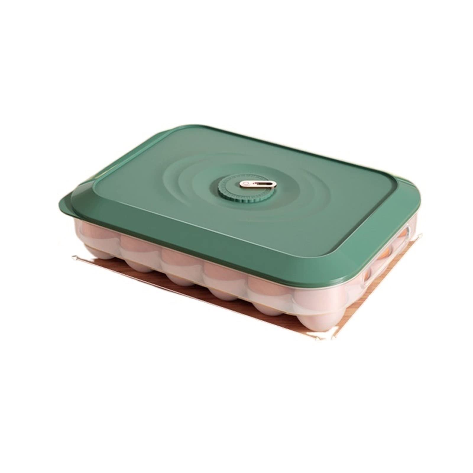 Eierablage aus Kunststoff, Grüne Eier-Aufbewahrungsbox mit Deckel, 24 Gitter for Kühlschrank und Gefrierschrank