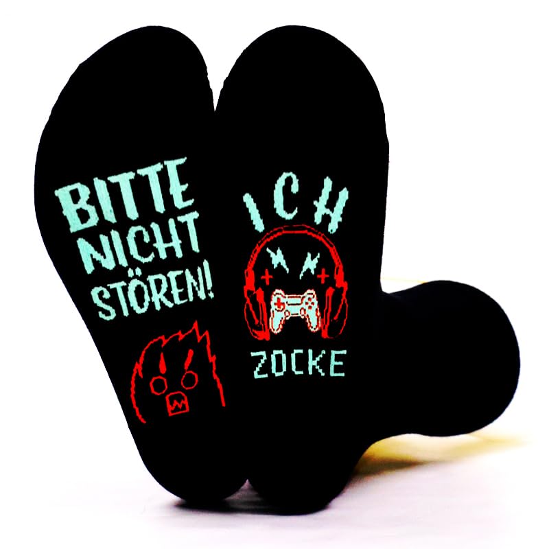 Lustige Gaming Socken Gamer Geschenk Mit Spruch Bitte Nicht Stören Ich bin am Spielen Neuheit Zocke Zocken Socken Geschenke Für Zocker Männer Herren Jungs Teenager Spieler Geburtstag Weihnachts