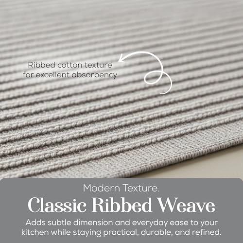 Image of Kitchen Towels, Cotton Hand Towels, Grey and White Vine Ribbed Hand Drying Cloth Set of 4 Absorbent Hand Towels, 18 x 28 Kitchen Linens