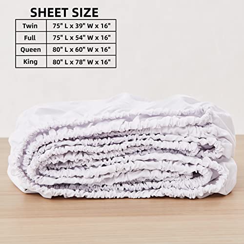 Hbhlfz Super Soft Full Fitted Sheet, 16" Deep Pocket, All Around Elastic Edge, Lightweight, Comfortable, Breathable Extra Deep Pocket Sheet, Wrinkle, Shrink And Fade Resistant, Full, White #TOP2