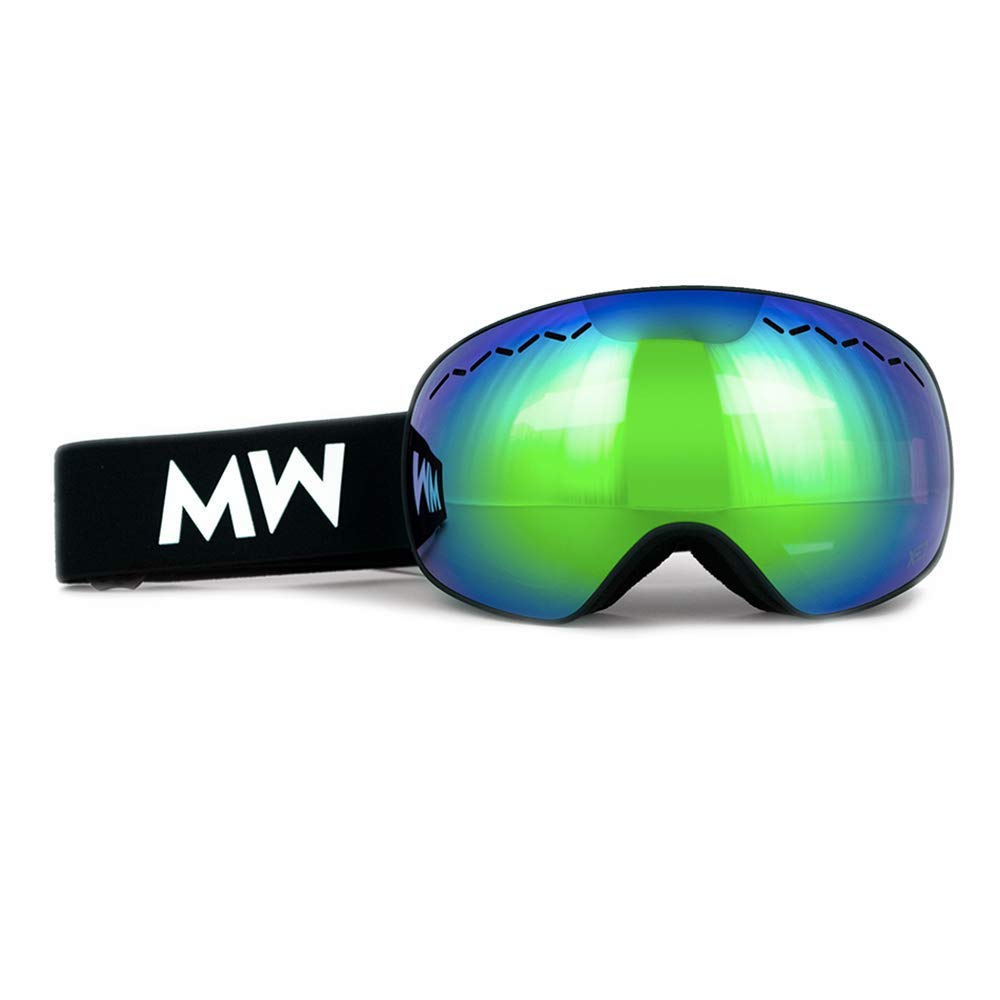 MessyWeekend Float Snow Goggles - Black Green Revo, Goggles 