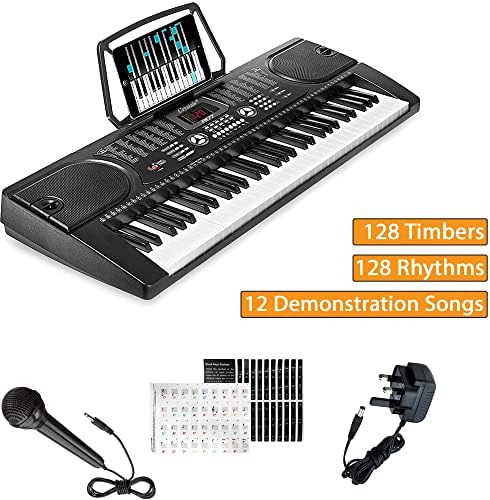 61 Keys Electronic Teaching Keyboard Digital Music Piano Instrument & Microphone by Crystals®