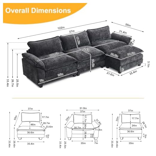 Modular Chenille Sectional Sofa with Ottoman