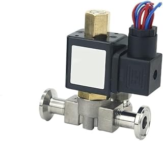 1/4" Normally Open Stainless Steel Body 2-Way Oil Acid Solenoid Valve with 2Pcs Silicon Gasket VX2120-08-SS-NO AC220V DC 12V/24V(with 1Pc Clamp,DC24V)