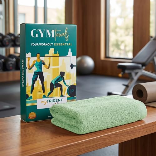Image of MYTRIDENT Cotton Bamboo Gym Towel for Men Workout & Women Workout | 450 GSM | Perfect Size for Gym - 45 Cms x 90 Cms | Quick-Dry | Extra Absorbent | Lightweight | Suitable for All Sports | Sage Green