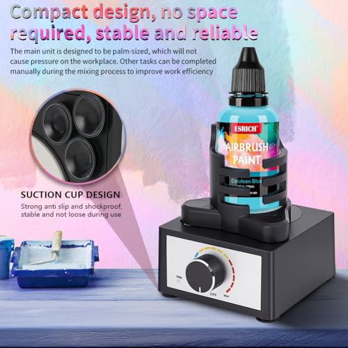 HOTUT Mini Vortex Mixer, Farbmischer mit Mixing Balls, drei Geschwindigkeits, 300-2400 U/min, Freihändig Farb Shaker, Flüssiger Vortex Shaker für Nagellack, Labor, Acrylfarben, Wimpernkleber