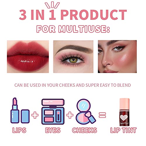 6 Colors Lip Tint Stain Set, Korean Lip Gloss Lip Tint Stain Plumping Mini Liquid Lipstick, Multi-Use Lip And Cheek Tint, Long Lasting High Pigment, Liquid Blush Waterproof Tinted Lip Balm Non-Sticky #TOP5