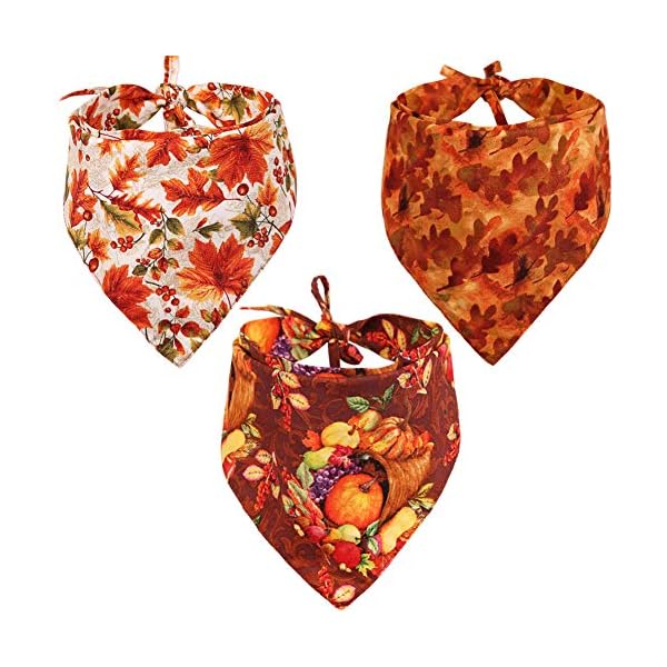 KZHAREEN 3 PCS/Pack Thanksgiving Dog Bandana Reversible Triangle Bibs Scarf Accessories for Dogs Cats Pets Large KZHAREEN 3 PCS/Pack Thanksgiving Dog Bandana Reversible Triangle Bibs Scarf Accessories for Dogs Cats Pets Large