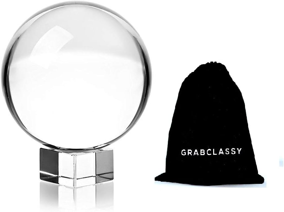 Grab Classy 80 mm Crystal Ball with Black Gift Box and Velvet Pouch