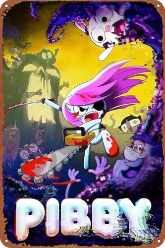 VFGTBBNY Come and Learn with Pibby Poster Funny Retro Wall Decor 8x12 Inches Aluminum Wall Art For Home Doors Gardens Bars Restaurants Cafes Offices Shops Clubs Metal Sign And Gifts