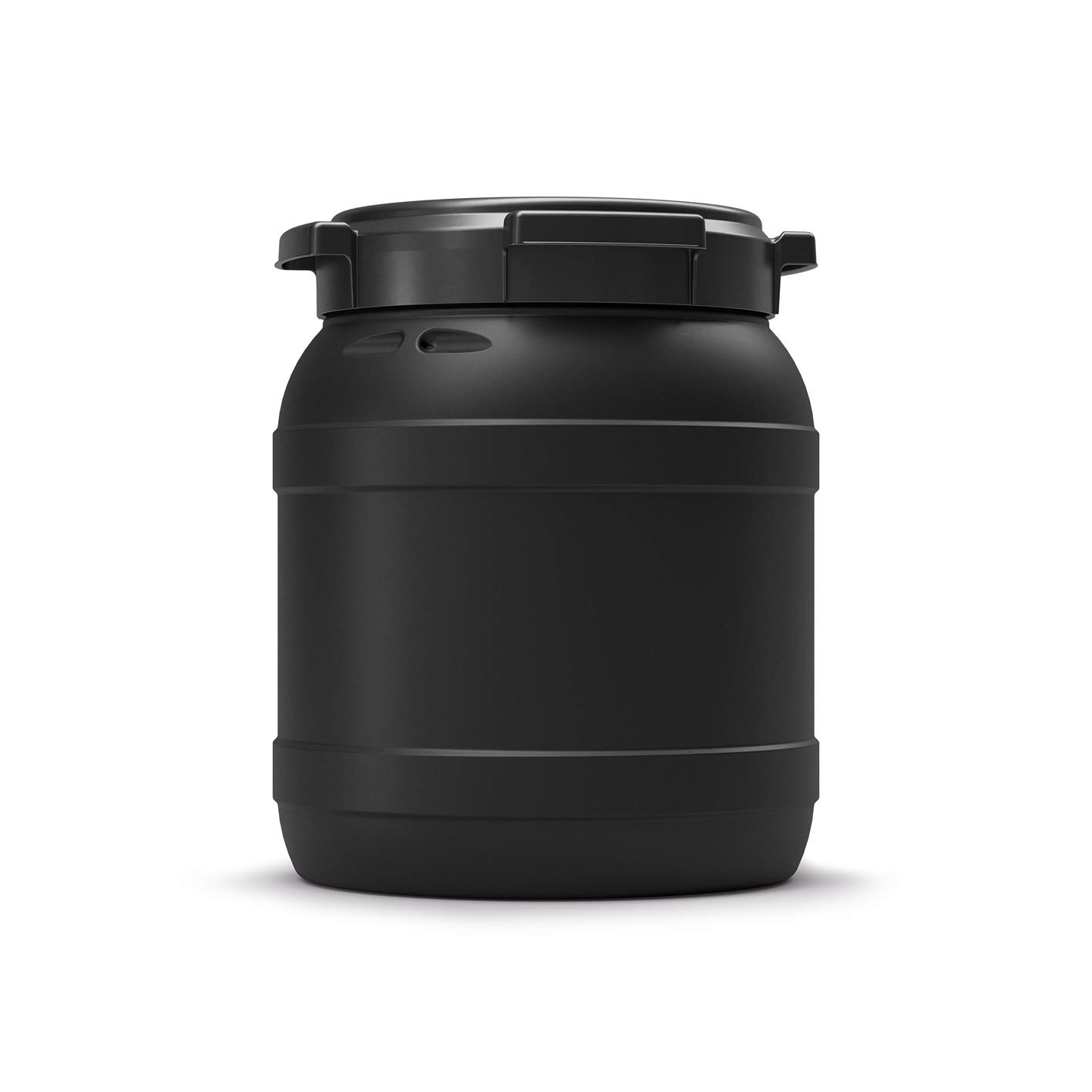 UV-beständiges Schraubdeckelfass Drehdeckelfass Fass Tonne HDPE mit LSF Farbe schwarz, dicht, lebensmittelecht (15 Liter)
