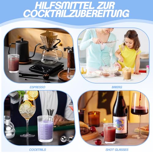 Lot de 3 verres doseurs à cocktail - 120 ml - Petite tasse de mesure - Verres à expresso - Accessoires de cocktail - Pour cuisine, bar, fête, tequila, café, ajoutez une tasse de mesure (fer) – Image 4
