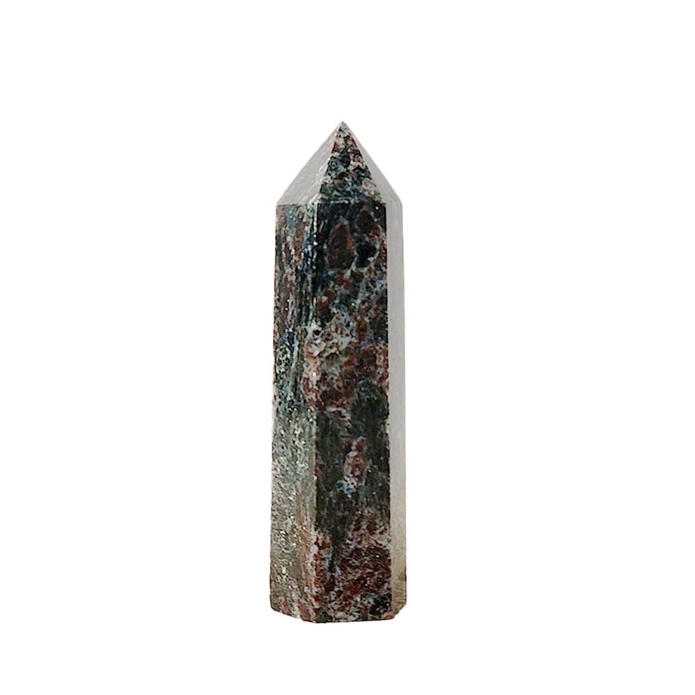 HUFFA Natural Crystal Hexagonal Prism Ornaments - Pink and White Agate Column Raw Stone Decor(Flamestonesingletip,9cm)