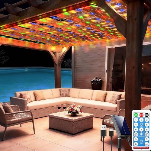 10ft x 10ft Solar Net Lights, 280LED Gazebo Mesh Lights