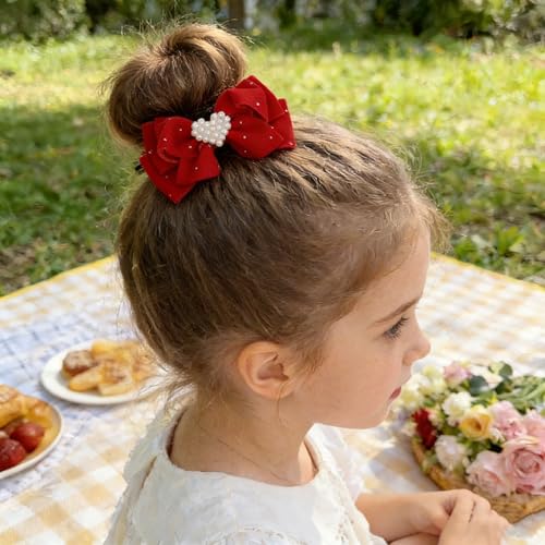 Pinza de Pelo Moño Corazón Rojos con Perla y Brillante miniatura 2