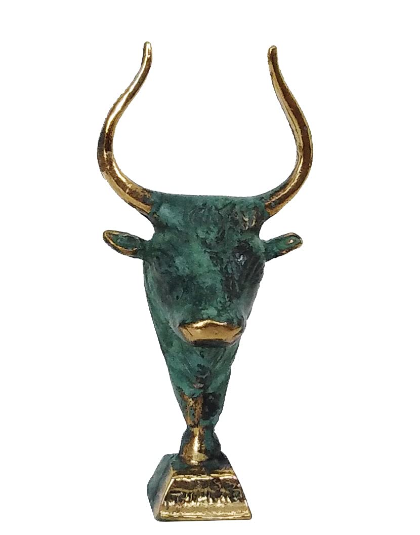 Estia Creations Black Minoan Bull Bronze Small Head - Minoan Art - Rhyton - Knossos
