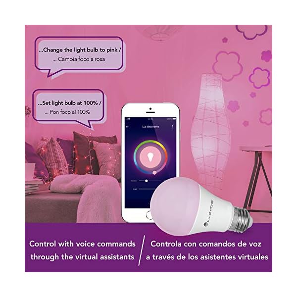 WiFi Smart Bulb A19, Mehrfarbig + Weißlichtbereich (Warmweiß bis Kaltweiß, 2700K-6500K), Funktioniert mit alexa… – Bild 4